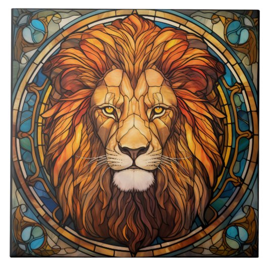 ステンドグラスリオンセラミックタイル タイル (正面)