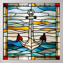 ステンドグラスルックいかりダウンロード可能デザイン