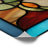 ステンドグラスルックウミガメデザイン ポスター (角)