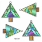 ステンドグラスルッククリスマスツリーオーナメント シール (正面)