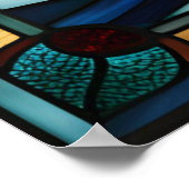 ステンドグラスルックセーリングボートデザイン ポスター (角)