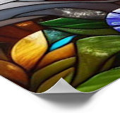 ステンドグラスルックレッドキツネ ポスター (角)