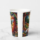 ステンドグラスルックレッドキツネ 紙コップ (右)