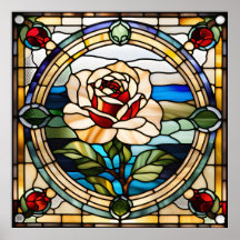 ステンドグラスルック独身のバラダウンロード可能デザイン