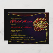 ステンドグラスレッド金ゴールドバラブライダルシャワー 招待状 (正面/裏面)