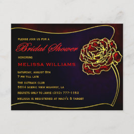 ステンドグラスレッド金ゴールドバラブライダルシャワー 招待状