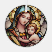 ステンドグラスヴァージンマリアとイエス ガラスオーナメント (裏面)