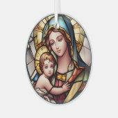 ステンドグラスヴァージンマリアとイエス ガラスオーナメント (正面左)
