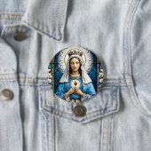 ステンドグラスヴァージンマリア・クリスチャン・カトリック 缶バッジ (インサイチュ)