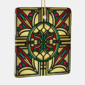 ステンドグラスヴィンテージの金ゴールドと赤 セラミックオーナメント (右)