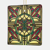 ステンドグラスヴィンテージの金ゴールドと赤 セラミックオーナメント (左)