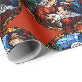 ステンドグラスヴィンテージクリスマス出生シーン ラッピングペーパー (ロールコーナー)