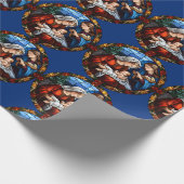 ステンドグラスヴィンテージクリスマス出生シーン ラッピングペーパー (角)