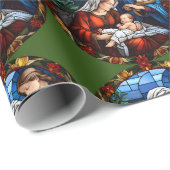 ステンドグラスヴィンテージクリスマス出生シーン ラッピングペーパー (ロールコーナー)