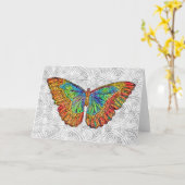 ステンドグラスヴィンテージスタイルバタフライノートカード カード (黄色い花)