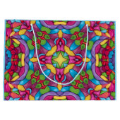 ステンドグラスヴィンテージパープル万華鏡のように千変万化するパターン ラージペーパーバッグ (裏面)