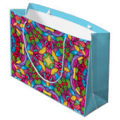 ステンドグラスヴィンテージパープル万華鏡のように千変万化するパターン ラージペーパーバッグ (裏面アングル)