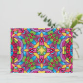 ステンドグラスヴィンテージパープル万華鏡のように千変万化するパターン 招待状 (スタンド正面)