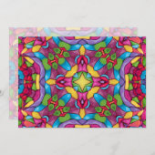 ステンドグラスヴィンテージパープル万華鏡のように千変万化するパターン 招待状 (正面/裏面)