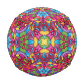 ステンドグラスヴィンテージパープル万華鏡のように千変万化するパターン 野球ボール (裏面)