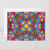 ステンドグラスヴィンテージ紫万華鏡のように千変万化するパターン ポストカード (正面/裏面)