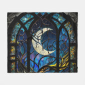 ステンドグラス三日月 フリースブランケット (正面(横))