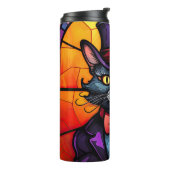 ステンドグラス上帽子猫 タンブラー (回転左)