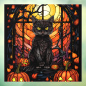 ステンドグラス不気味黒猫 ウィンドウサイン (シート3)