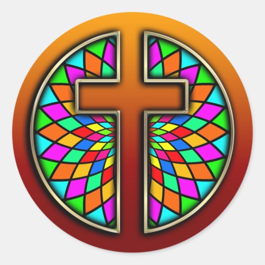 ステンドグラス付き十字架 ラウンドシール (正面)