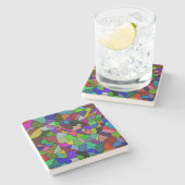 ステンドグラス傾斜タイル石灰岩コースター ストーンコースター (横)