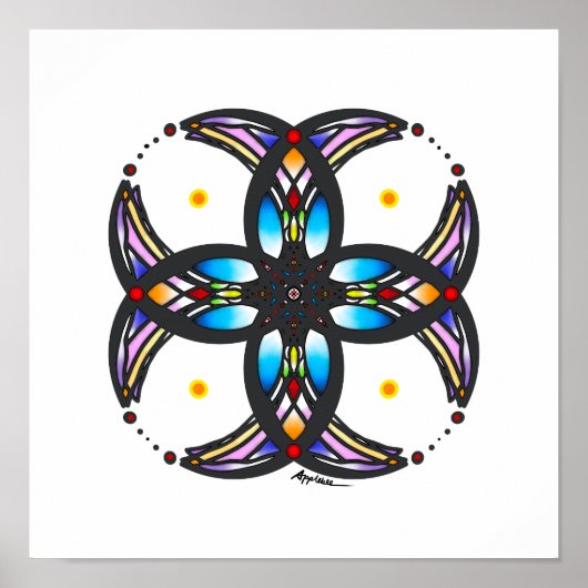 ステンドグラス円形デザイン ポスター (正面)