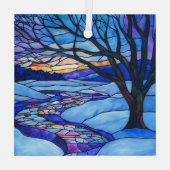 ステンドグラス冬の風景 ガラスオーナメント (裏面)