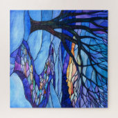 ステンドグラス冬の風景 ジグソーパズル (横)