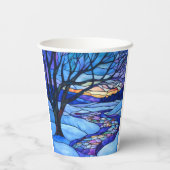 ステンドグラス冬の風景 紙コップ (裏面)
