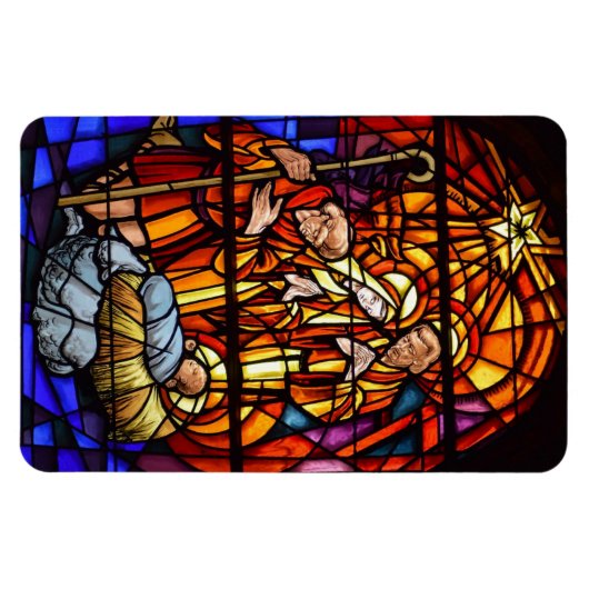 ステンドグラス出生クリスマスマグネット マグネット (横)