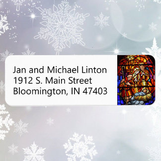 ステンドグラス出生クリスマス差出人住所 ラベル