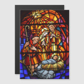 ステンドグラス出生クリスマス磁気カード (正面/裏面)