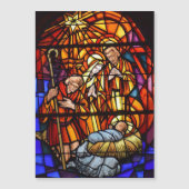 ステンドグラス出生クリスマス磁気カード (正面)