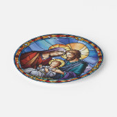 ステンドグラス出生クリスマス ペーパープレート (アングル)