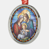 ステンドグラス出生クリスマス メタルオーナメント (左)