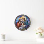 ステンドグラス出生クリスマス ラウンド壁時計 (ホーム)