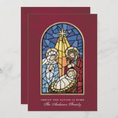 ステンドグラス出生シーンクリスマスカード シーズンカード (正面/裏面)