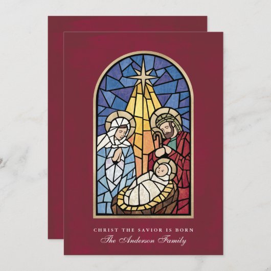 ステンドグラス出生シーンクリスマスカード シーズンカード (正面/裏面)