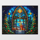 ステンドグラス出生シーンクリスマス教会アート ウィンドウサイン (シート)