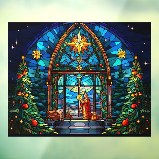 ステンドグラス出生シーンクリスマス教会アート ウィンドウサイン (シート3)