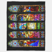 ステンドグラス出生シーンクリスマス フリースブランケット (正面)