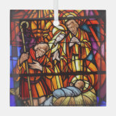 ステンドグラス出生画像ベビーイエス ガラスオーナメント (正面)