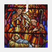 ステンドグラス出生画像ベビーイエス ガラスオーナメント (裏面)