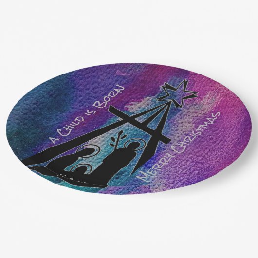 ステンドグラス出生紙プレート ペーパープレート (アングル)