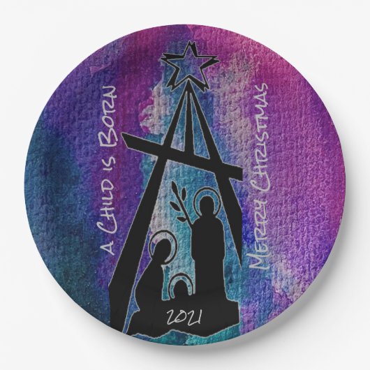 ステンドグラス出生紙プレート ペーパープレート (正面)